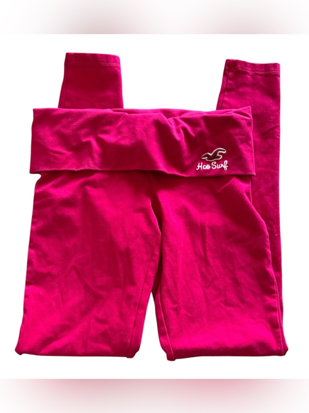 Hollister Hot Pink Logo Fold-Over Waist Leggings - Picture 2 of 3